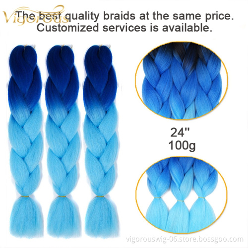 Dropshipping Jumbo Ombre Braiding Hair For Box Crochet Braids Hair 100 % x pression Synthetic Braiding Hair Extensions 24 inch